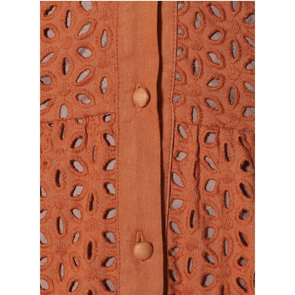 JOHANNA ORTIZ Magical Discipline Burnt Orange Eyelet Cotton Dress Size US 2 - Picture 4 of 12